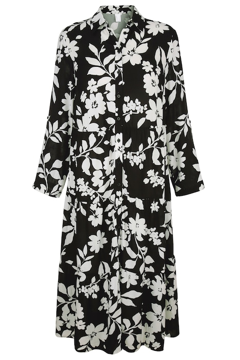 Maxikleid, floraler Druck, Langarm mit TurnUp