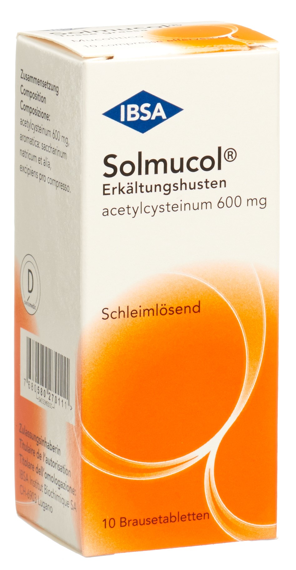 SOLMUCOL Erkältungshusten 600 mg<br>10 Stück, Dose, Brausetablette