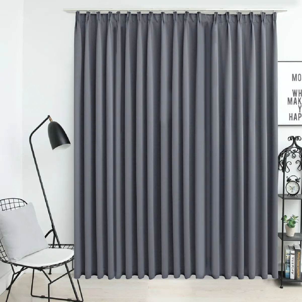 vidaXL Rideau occultant Gris avec crochets 290x245 cm