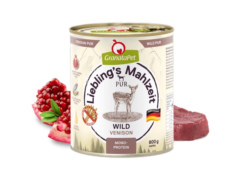 GranataPet Nassfutter Liebling's Mahlzeit PUR Wild 800 g Alleinfuttermittel für ausgewachsene Hunde