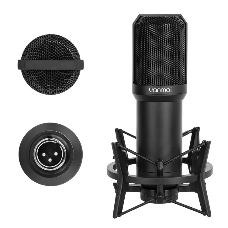 Professionelles Studio Mikrofon für Streaming / Podcast inkl. Pop-Filter   360° Grad Halterung / USB-Anschluss - Schwarz