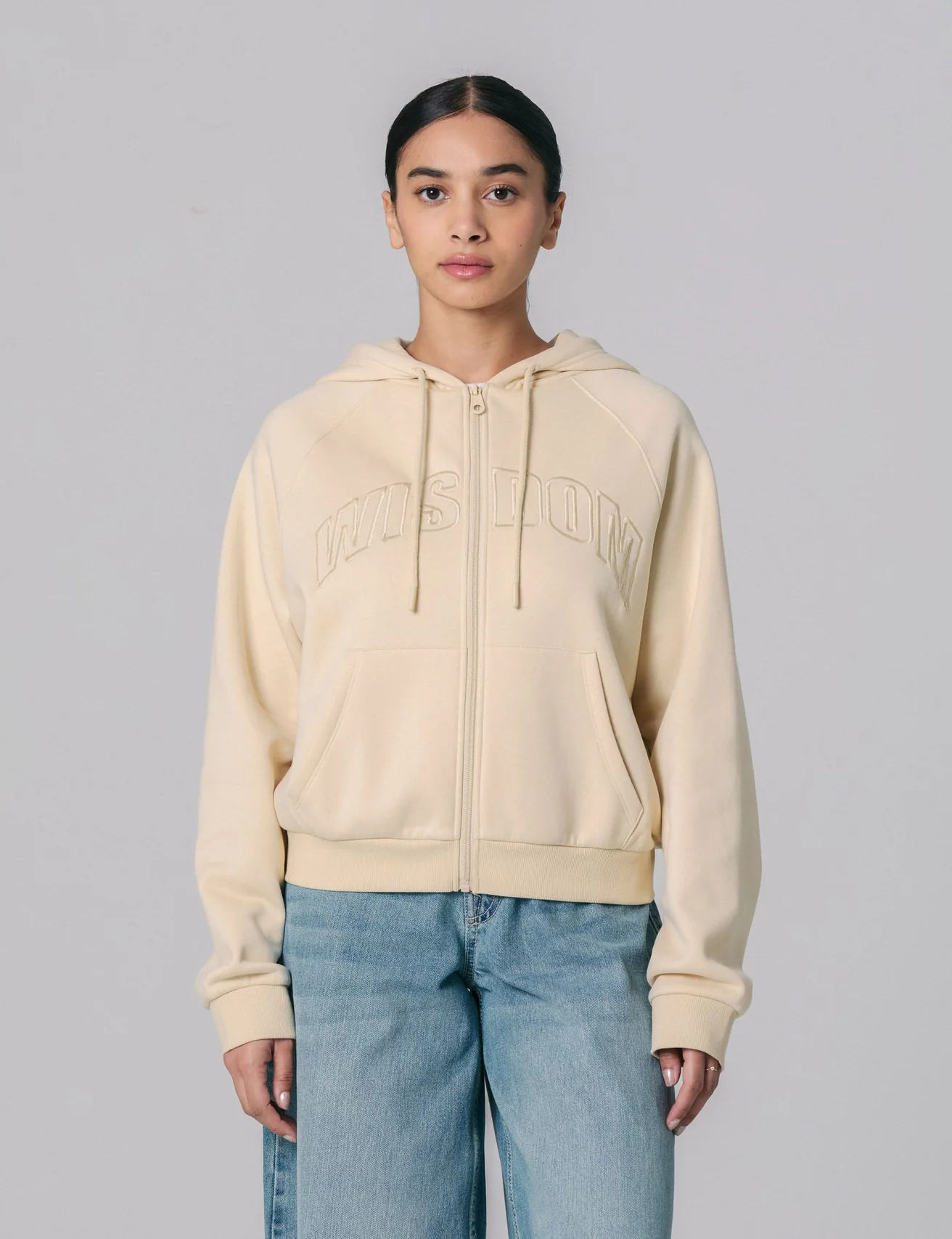 Sweat zippée à capuche 'Wisdom' beige clair