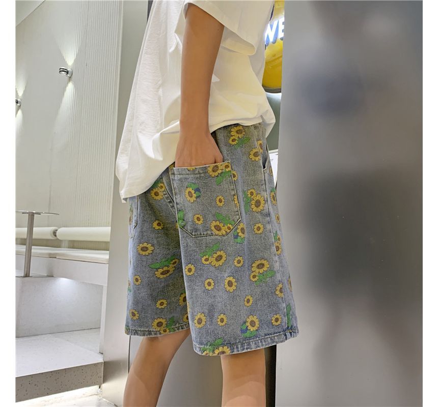 Hushgrain - Bloemen denim shorts