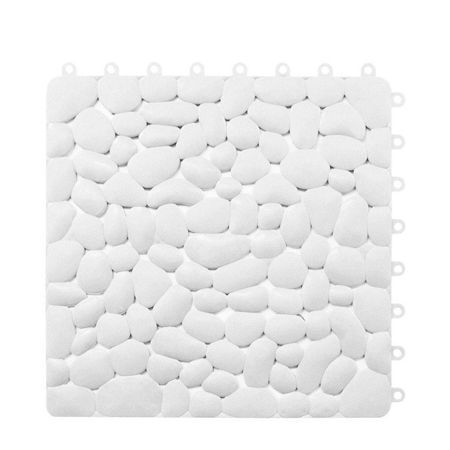 (30x30cm) Anti-Rutsch Dusch Matte Badewannen Einlage Klick Fliese in Stein Optik - Weiss