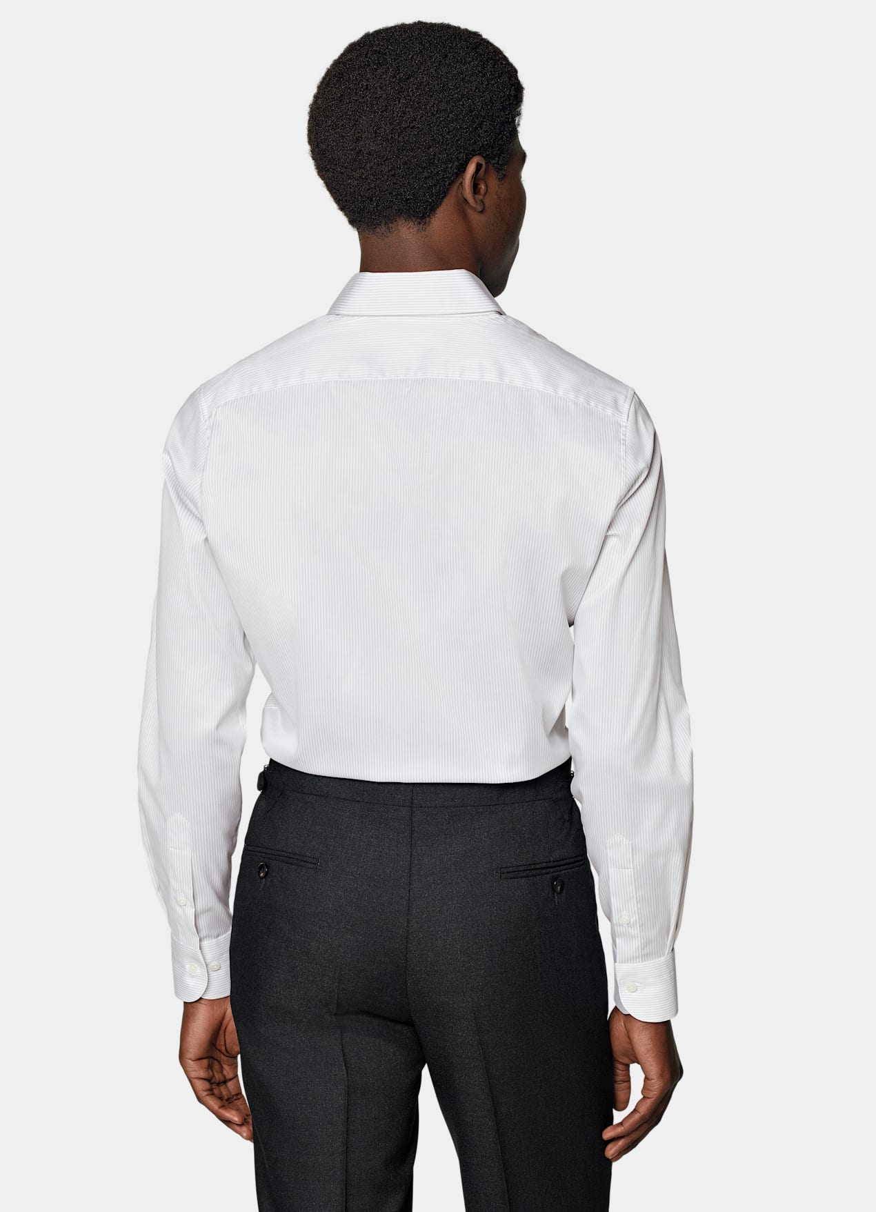 Chemise coupe ajustée en twill gris clair à rayures