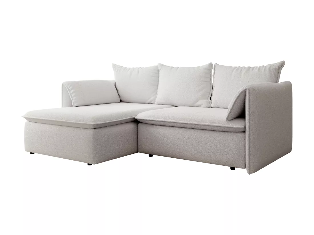 Canapé d'angle gauche convertible en tissu texturé beige TEODORA