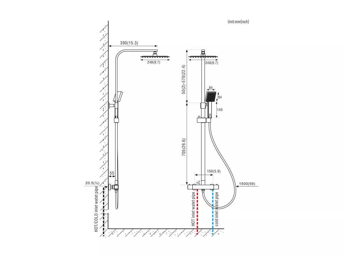 Auralum max Colonne Douche Thermostatique Chromé,Système Douche Corps Laiton Hauteur Réglable+Ensemble Salle Bain Accessoire 6 Pièces,Inox,Brossé