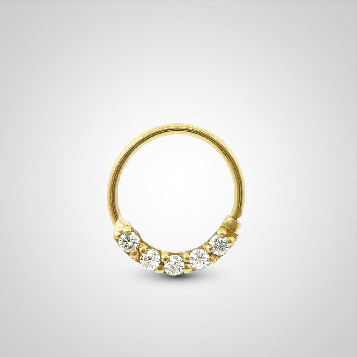 Piercing tragus anneau à écarter en or jaune et zircons