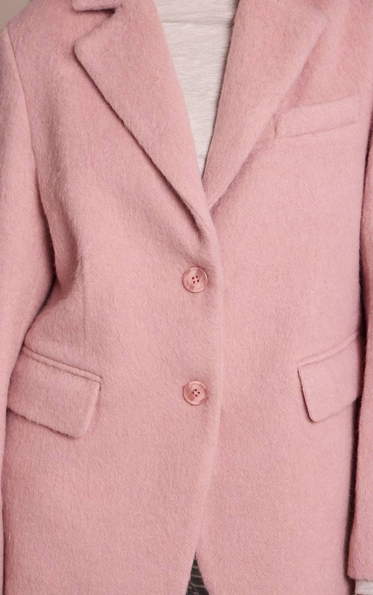Rose Blazer Oversize Effet Laine Brossée