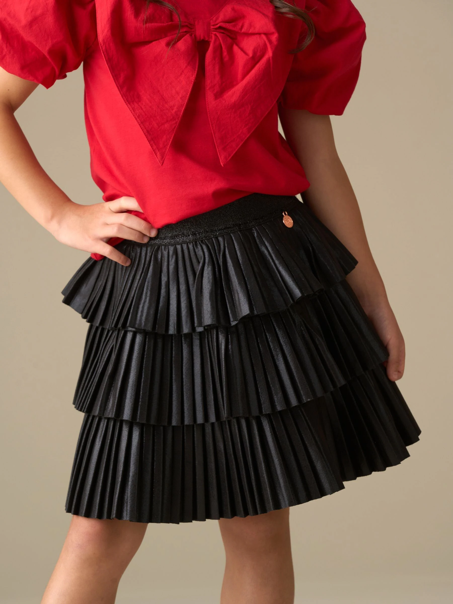 Zwart - Angel & Rocket Lucile Metallic Tiered Rara Skirt