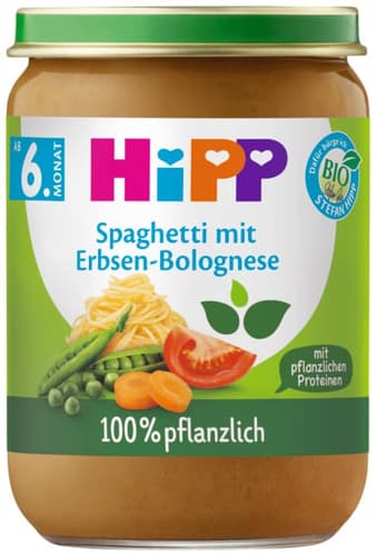 HiPP Bio Spaghetti mit Erbsen-Bolognese