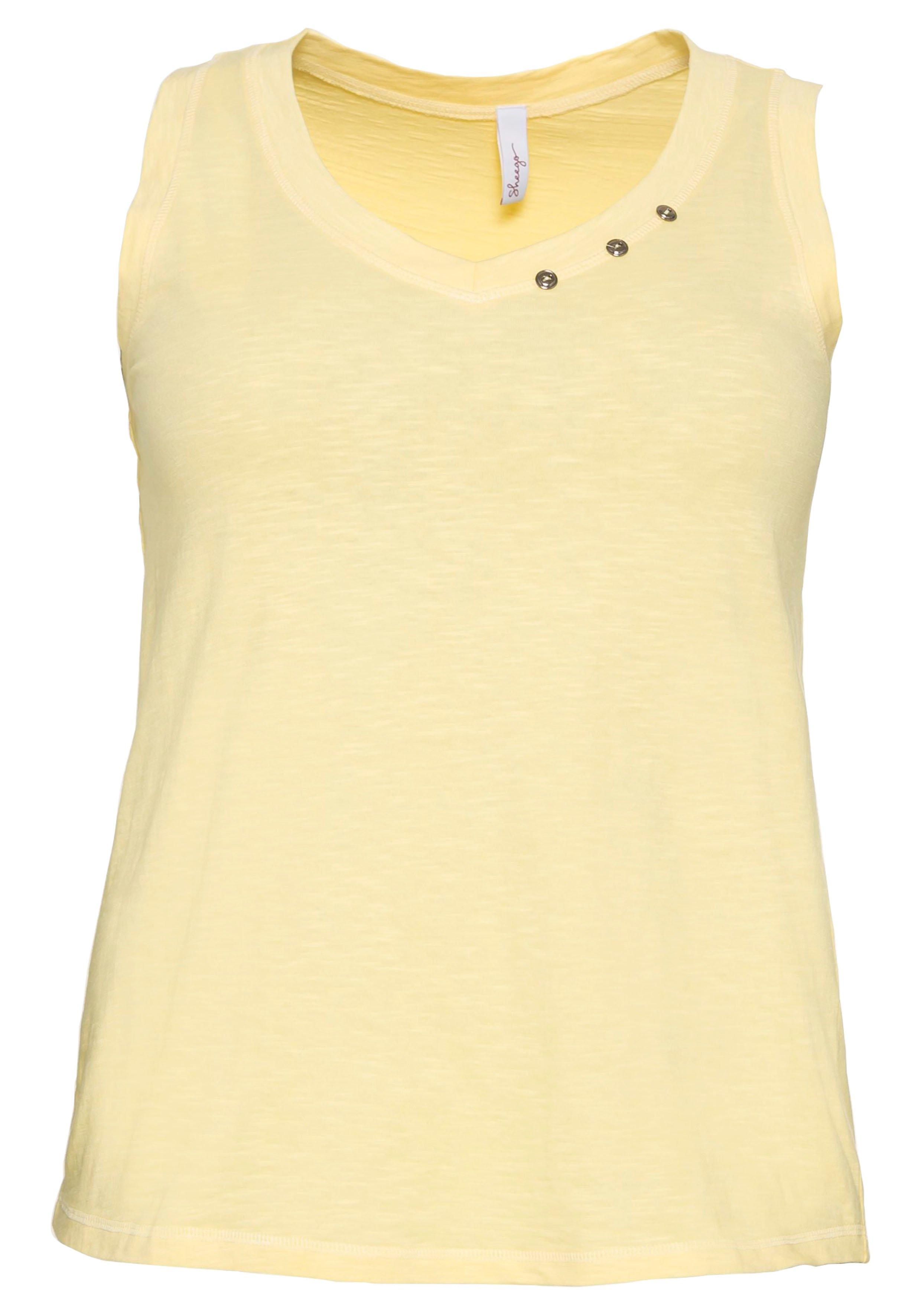 Tanktop mit Dekoknöpfen am V-Ausschnitt