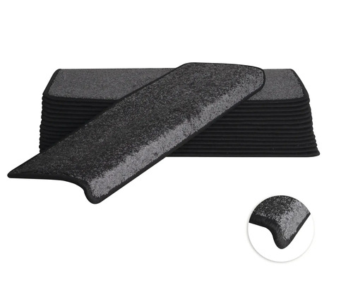 Fortuna grijze rechthoekige trapmattenset, 28x65 cm, 15 stuks