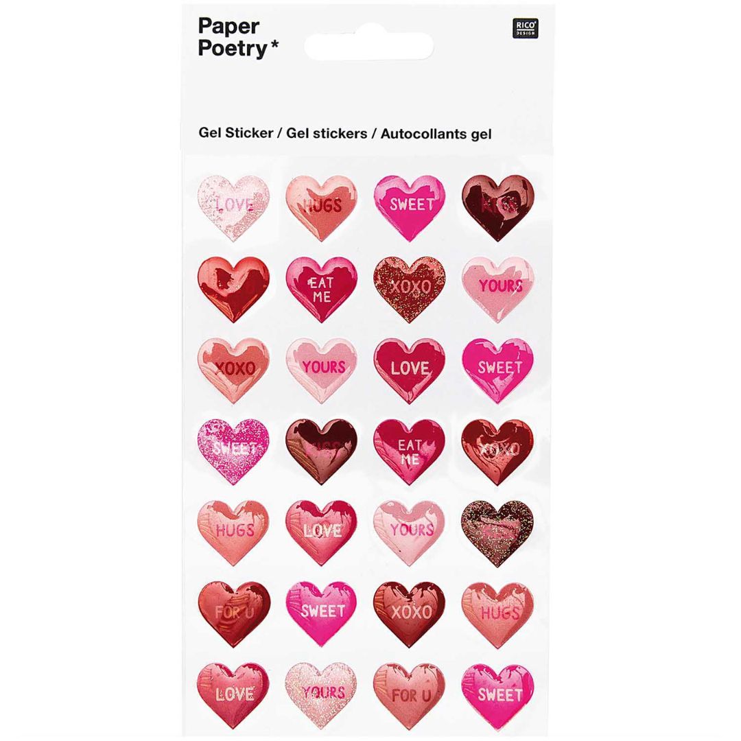 Gelstickers hartjes love & kiss - 28st