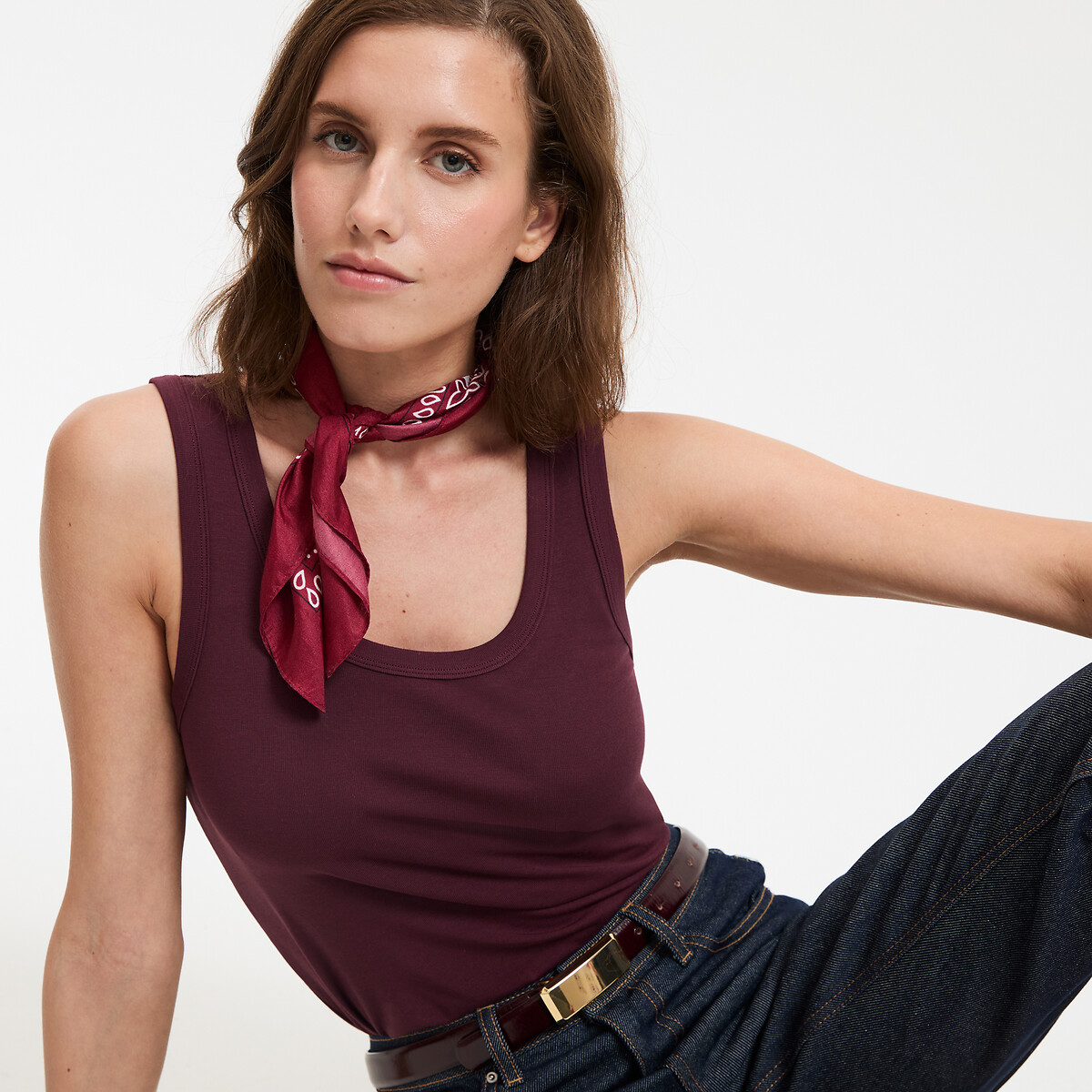 COLEÇÕES LA REDOUTE<br>Regata com gola redonda