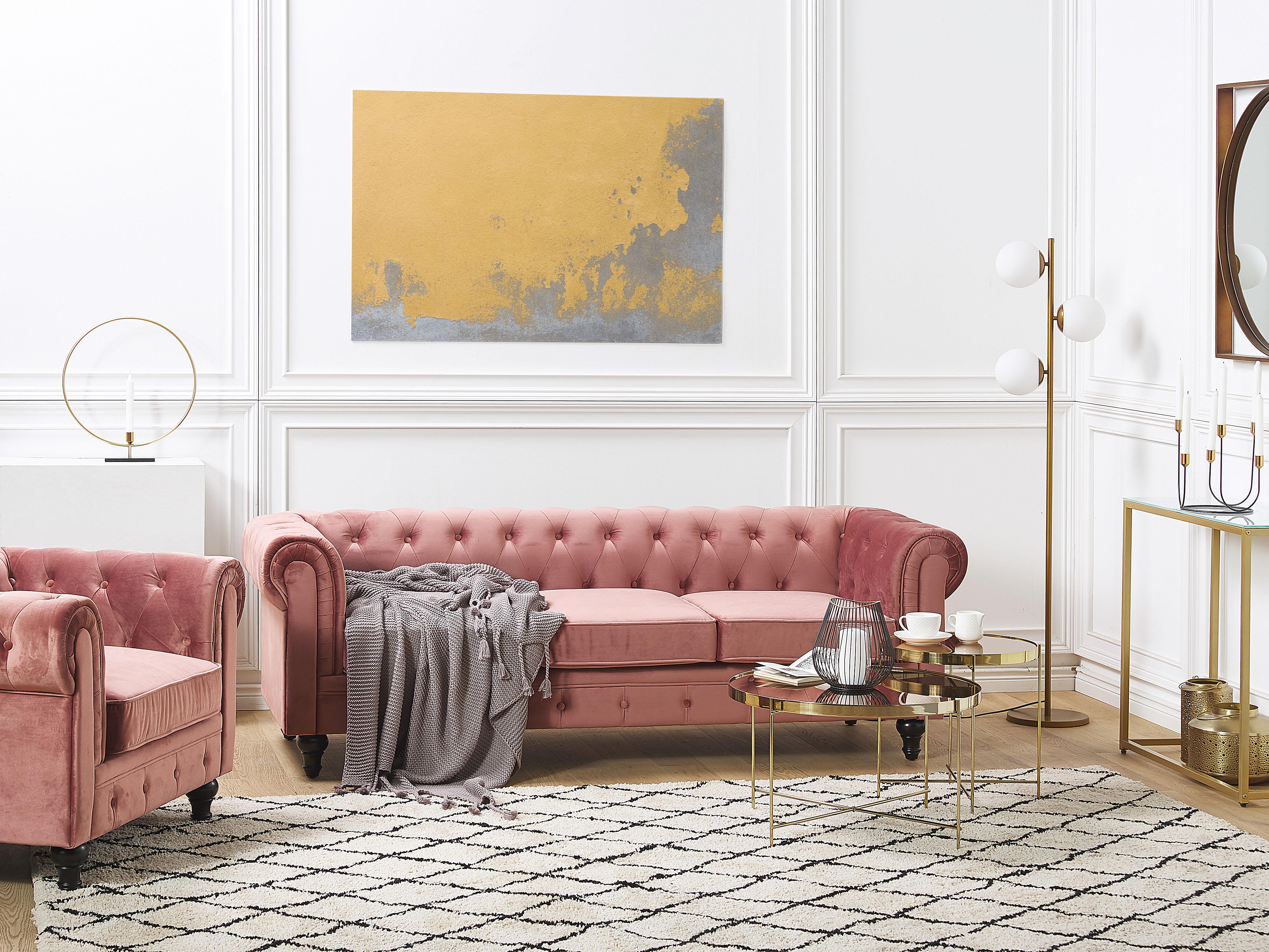 Bankenset 4-zits CHESTERFIELD Fluweel Roze