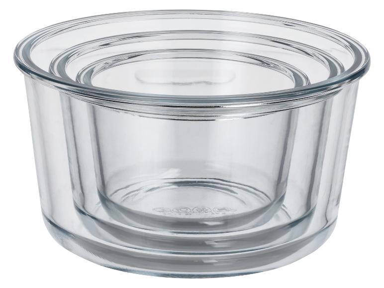 Set van 3 glazen vershoudbakjes
