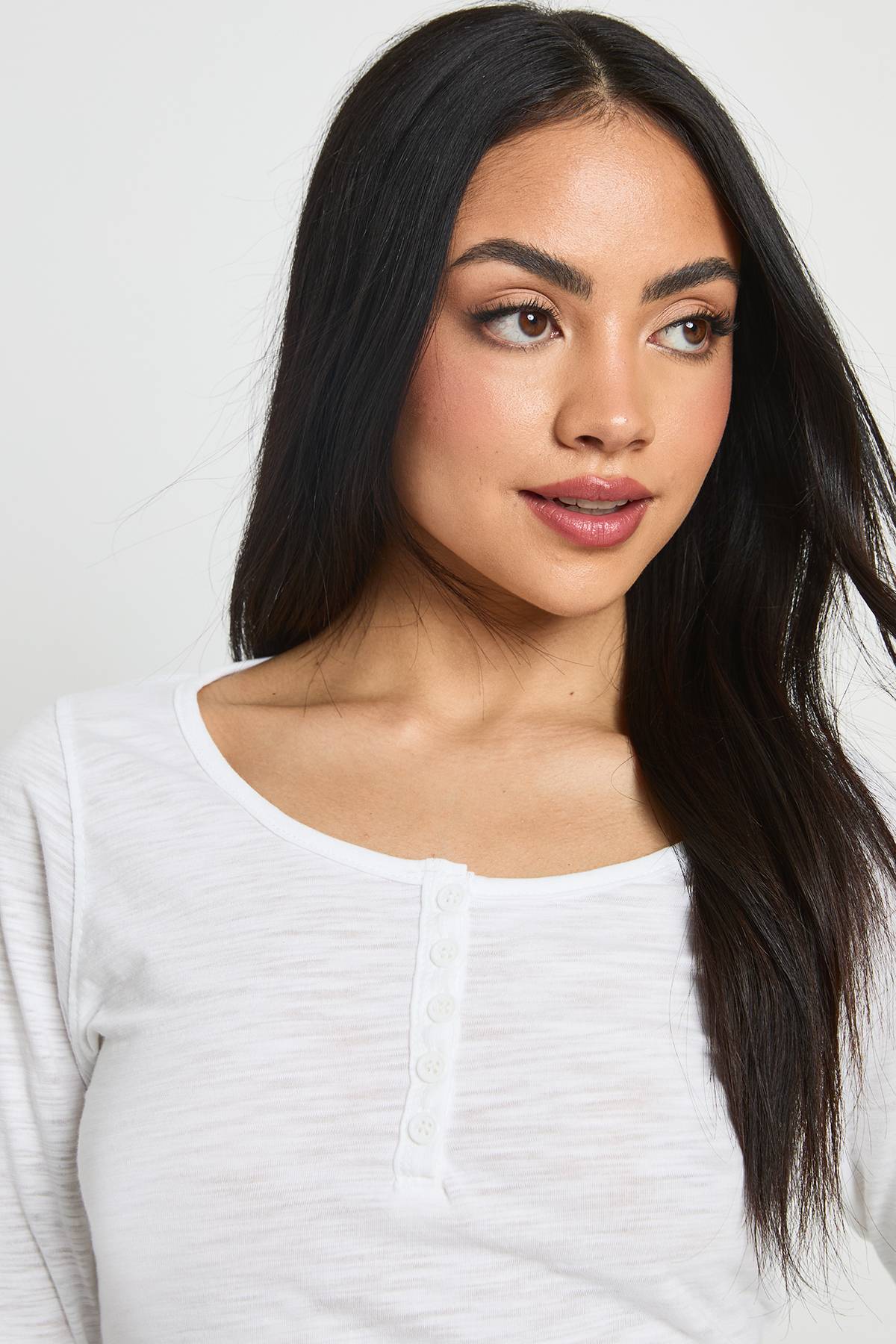 boohoo Haut Henley Transparent En Coton Slub