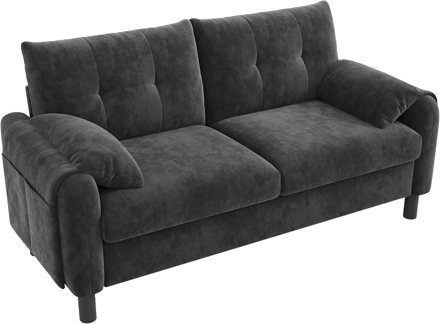 Sofa mit Schlaffunktion, Sofa 2 Sitzer, Bequemes Polstersofa aus Chenille Stoff mit Dicken Kissen, Gemütliche Couch für Wohnzimmer, Schlafzimmer, Kleine Wohnung, Grau