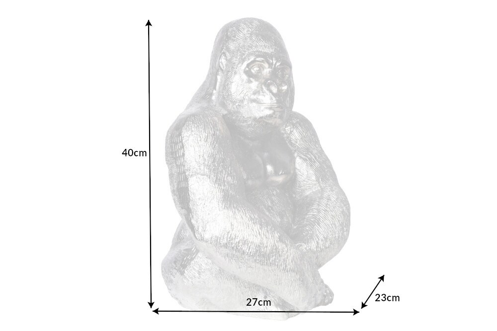 riess-ambiente Gorillafigur KONG 40cm silber handmade Metall Skulptur Deko