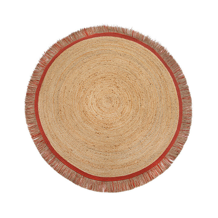 Rond jute vloerkleed - Kahano Naturel/Terracotta