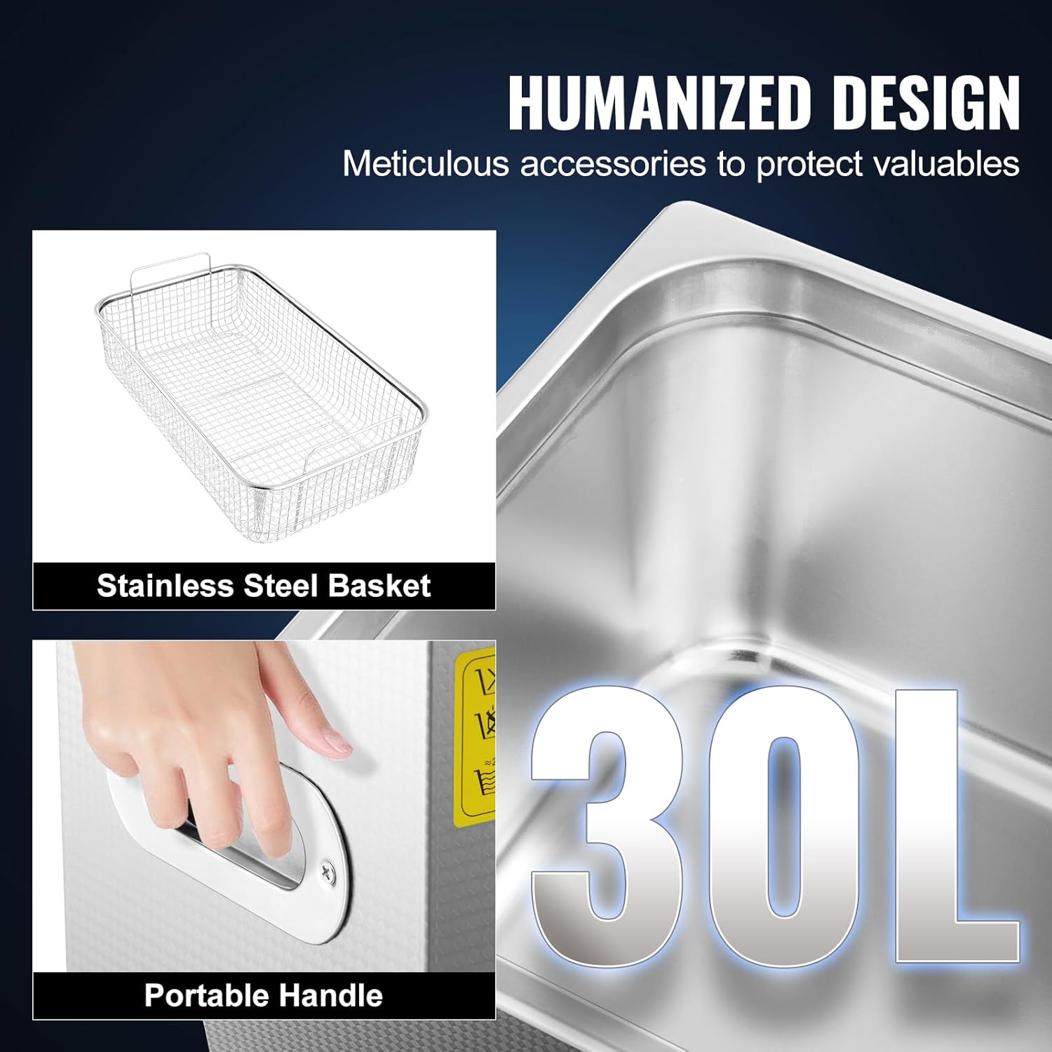 VEVOR 30 L Ultraschallreinigungsgerät Ultraschallreiniger mit Heizung 600 W Ultraschallreiniger aus Edelstahl Ultraschall Reinigungsgerät für Brillen Schmuck Zahnprothesen Münzen usw.