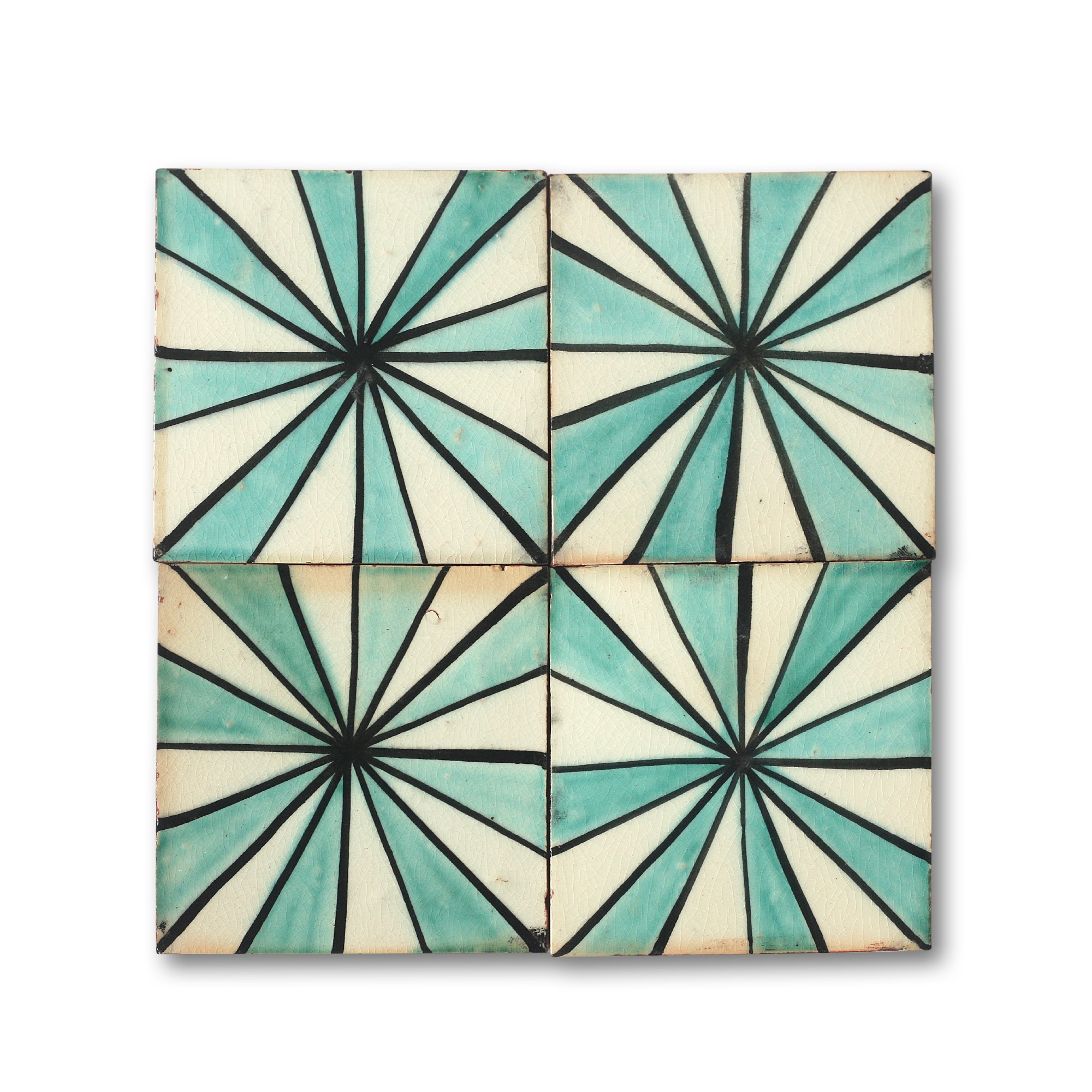 Kachel 'Rayon turquoise', T 10 cm, B 10 cm, H 1 cm von fischer's lagerhaus