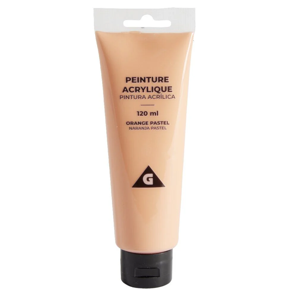 Tube de peinture acrylique orange pastel 120ml
