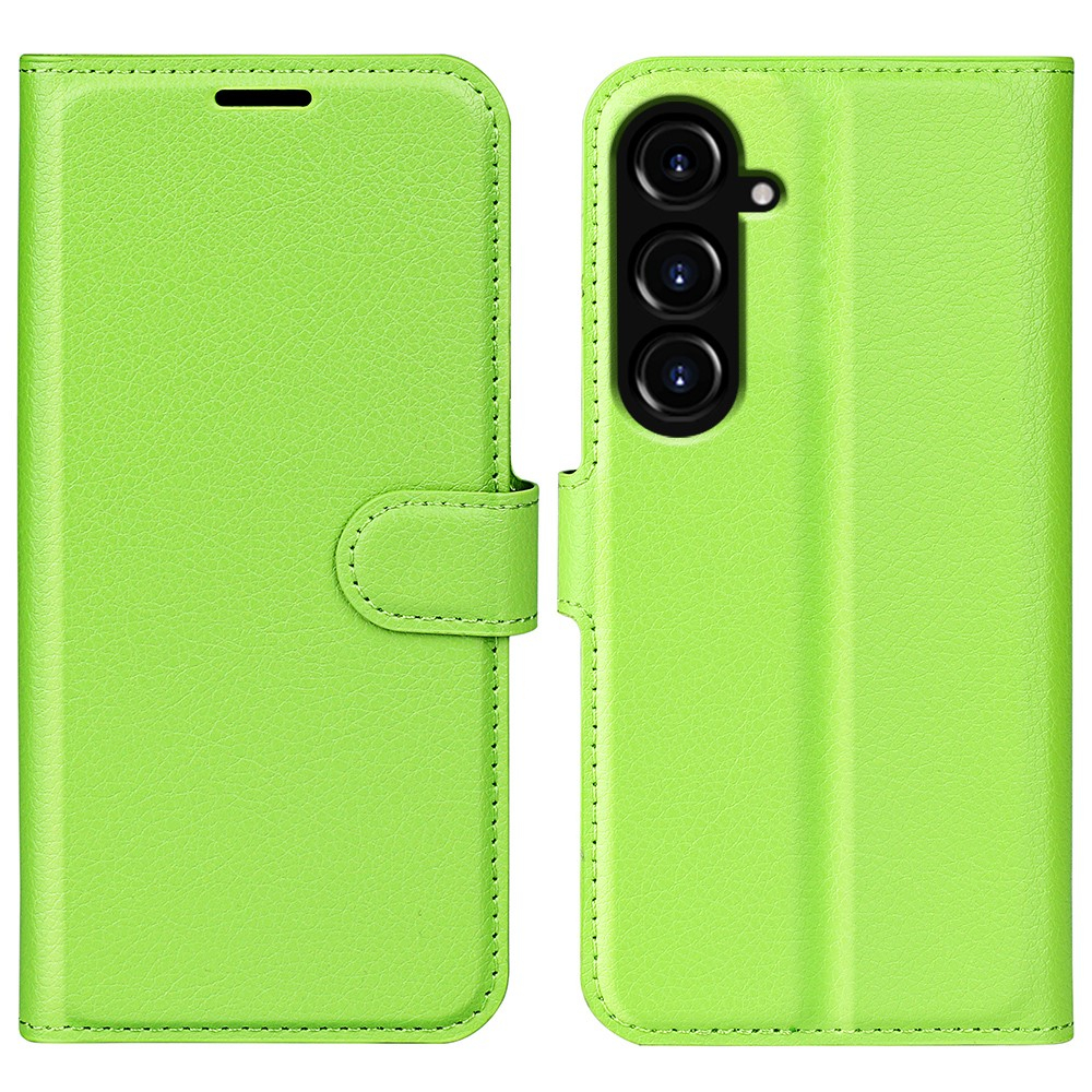 Samsung Galaxy S23 FE Leder Tasche Flip Cover Litchi Look - Grün