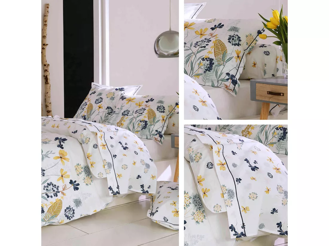 Taie de traversin 140x43 cm Percale pur coton PETITE FOLIE Bleu