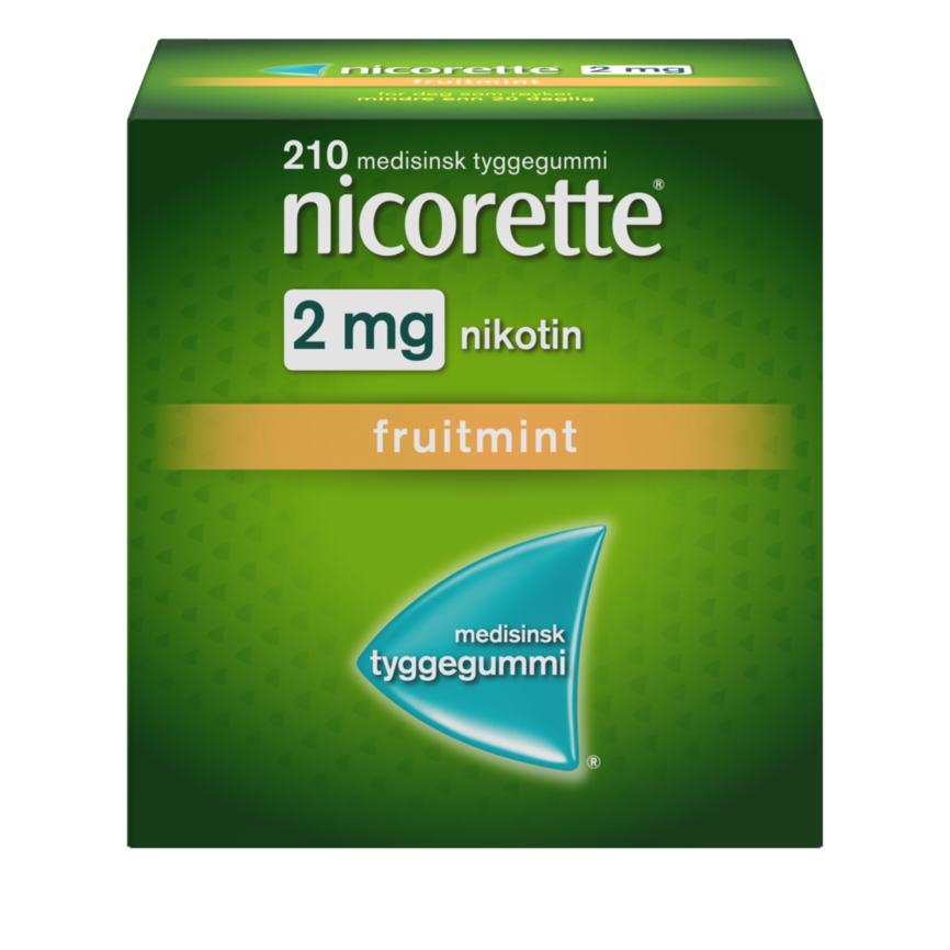 Nicorette Fruitmint tyggegummi 2 mg nikotin, slutte å røyke