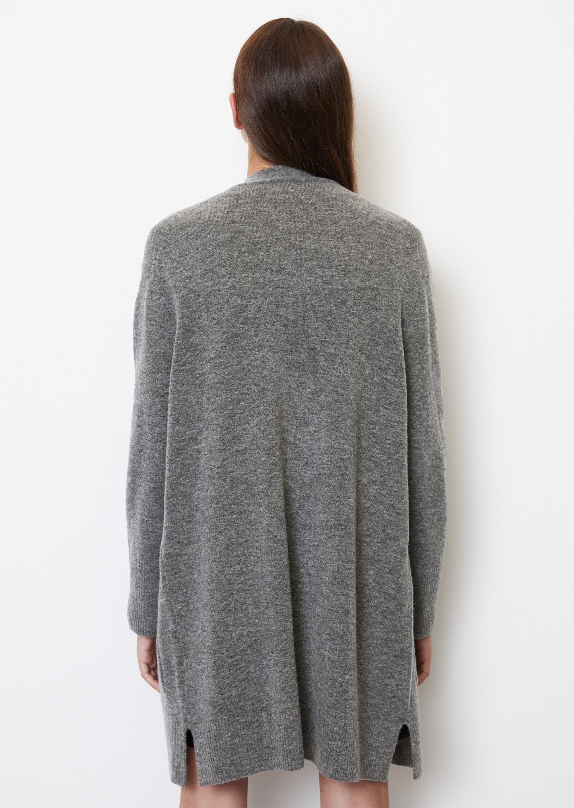 Long-Cardigan open front aus softem Schurwolle-Mix