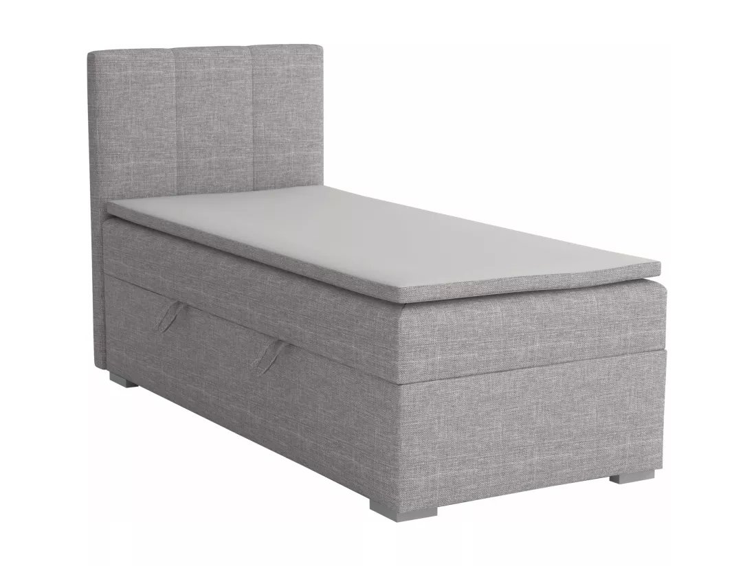 LIT SIMPLE avec tiroir de rangement et surmatelas, côté gauche Monaco Mini 90x200 cm, Lux 05 (Gris clair)