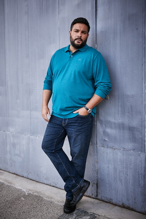 Men+ Poloshirt, Bauchfit, Basic, Piqué, Langarm, bis 8 XL