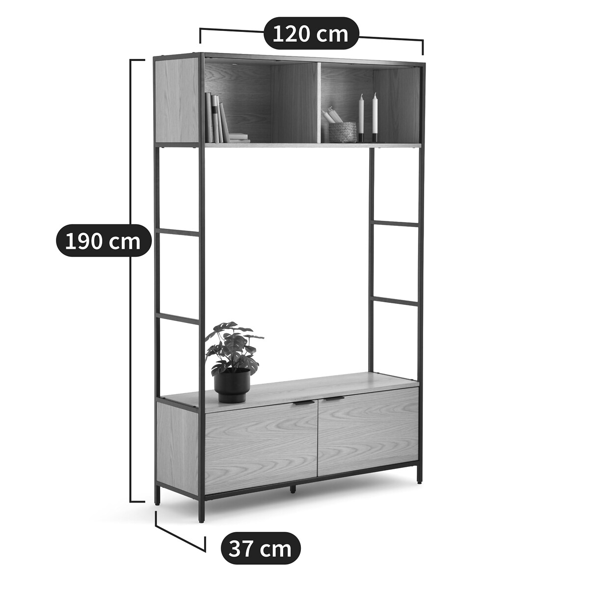LA REDOUTE INTERIEURS<br>Móvel TV modular, 2 nichos, 2 portas, Volga
