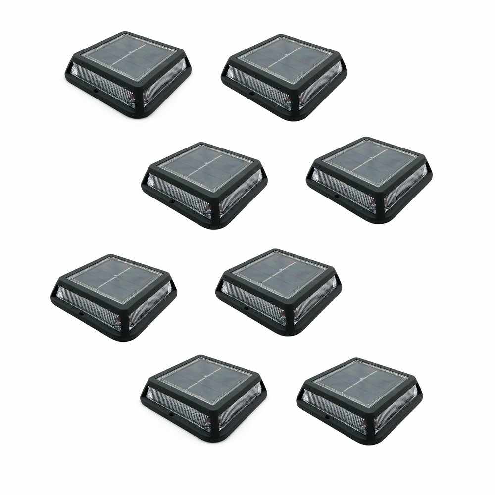 Lot de 8 balise solaires 8x quadry noir plastique d12cm