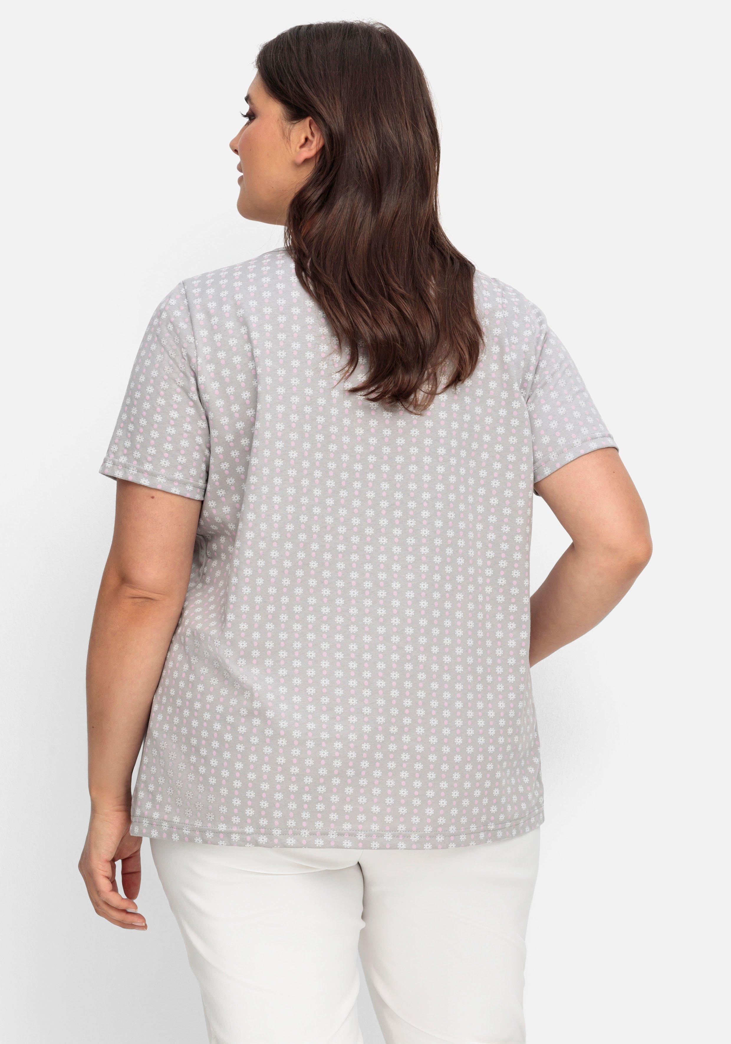Shirt mit Falten am Ausschnitt und Minimalprint