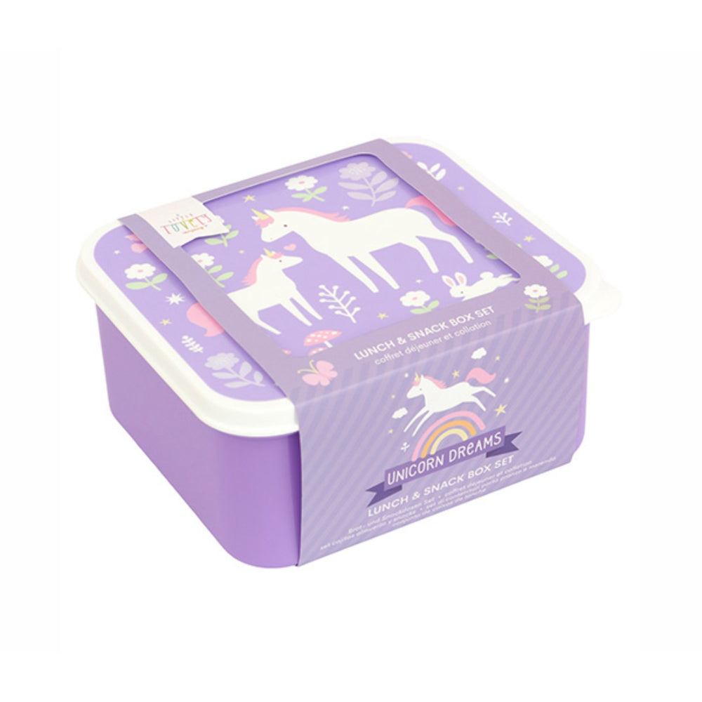 Køb A Little Lovely Company Unicorn Dreams Lunch & Snack Box Sæt