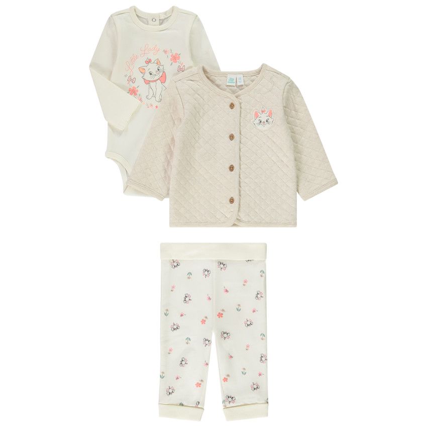 Ensemble 3 pièces Marie Disney pour bébé fille - Ecru