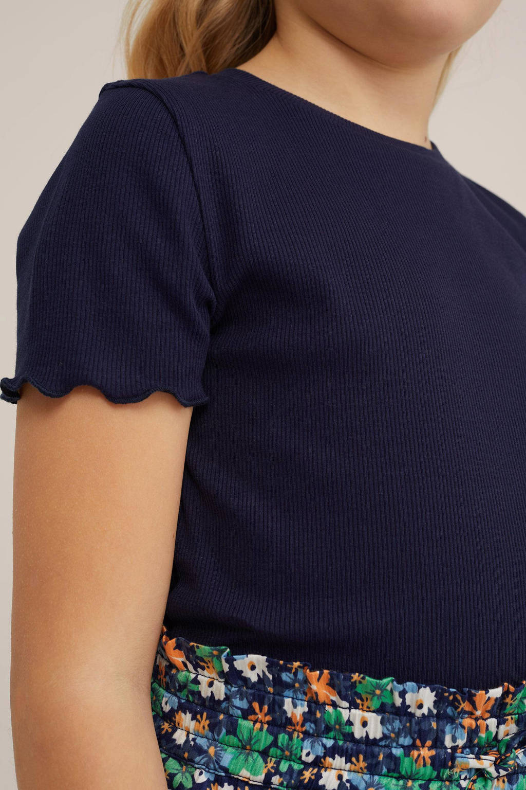 WE Fashion ribgebreid T-shirt blue nights