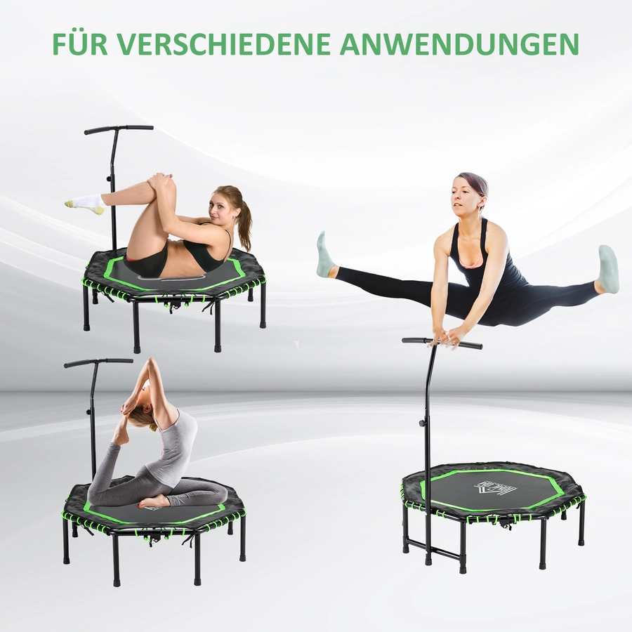 HOMCOM Fitness-Trampolin mit Höhenverstellbarer Haltegriff schwarz, grün