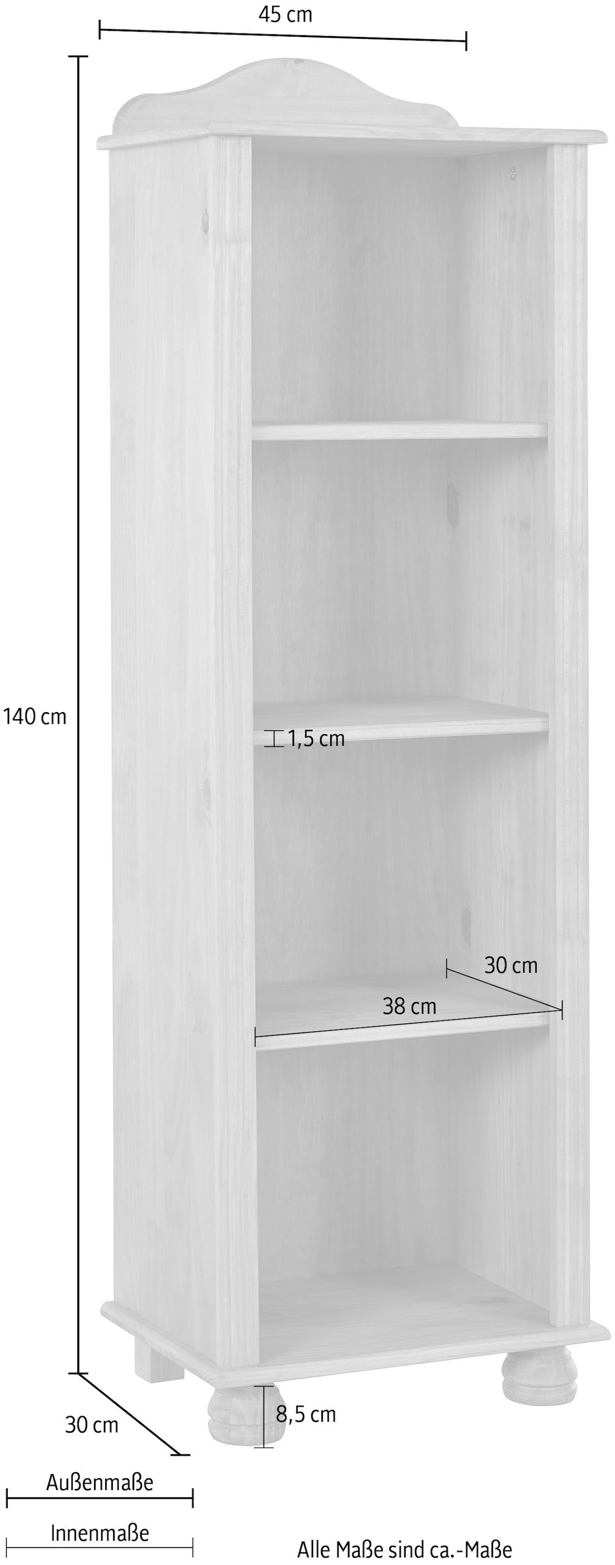 Home affaire Bücherregal »Mette« Mit 3 Einlegeböden, Höhe 140 cm
