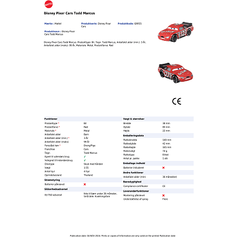 Disney Pixar Cars 3, 1 stk. legetøjsbil