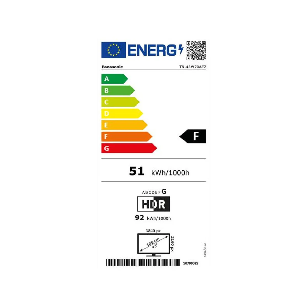 Panasonic TV 4K LED 43 pouces TN43W70AEZ