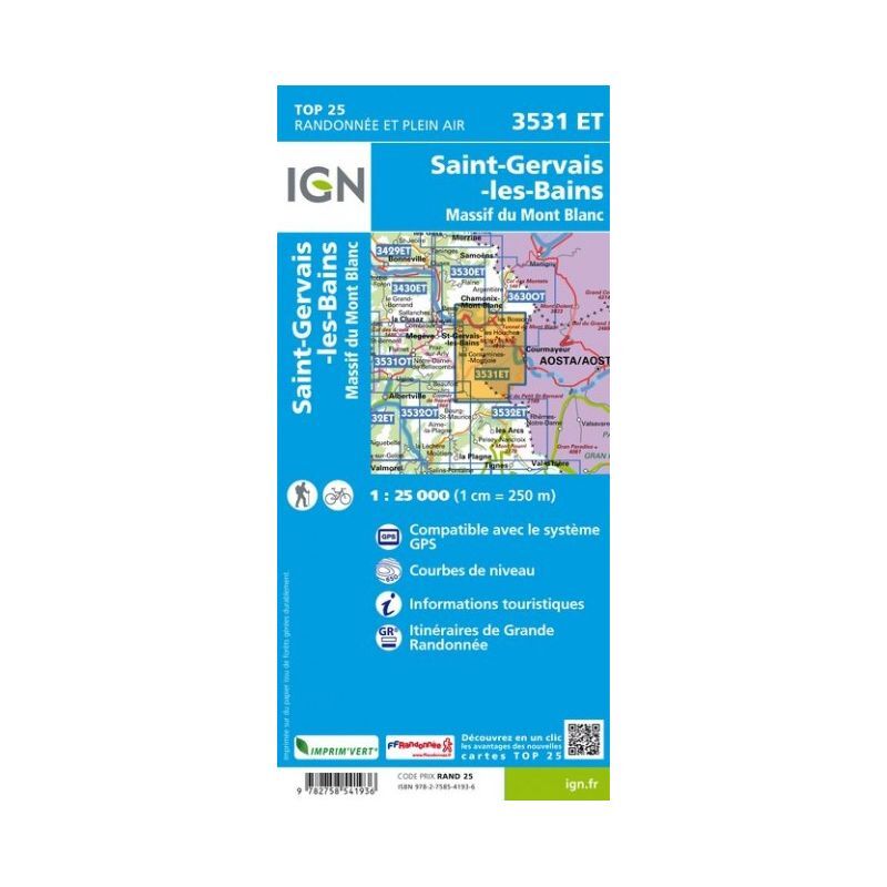 Saint-Gervais-Les-Bains / Massif du Mont Blanc - Carte topographique