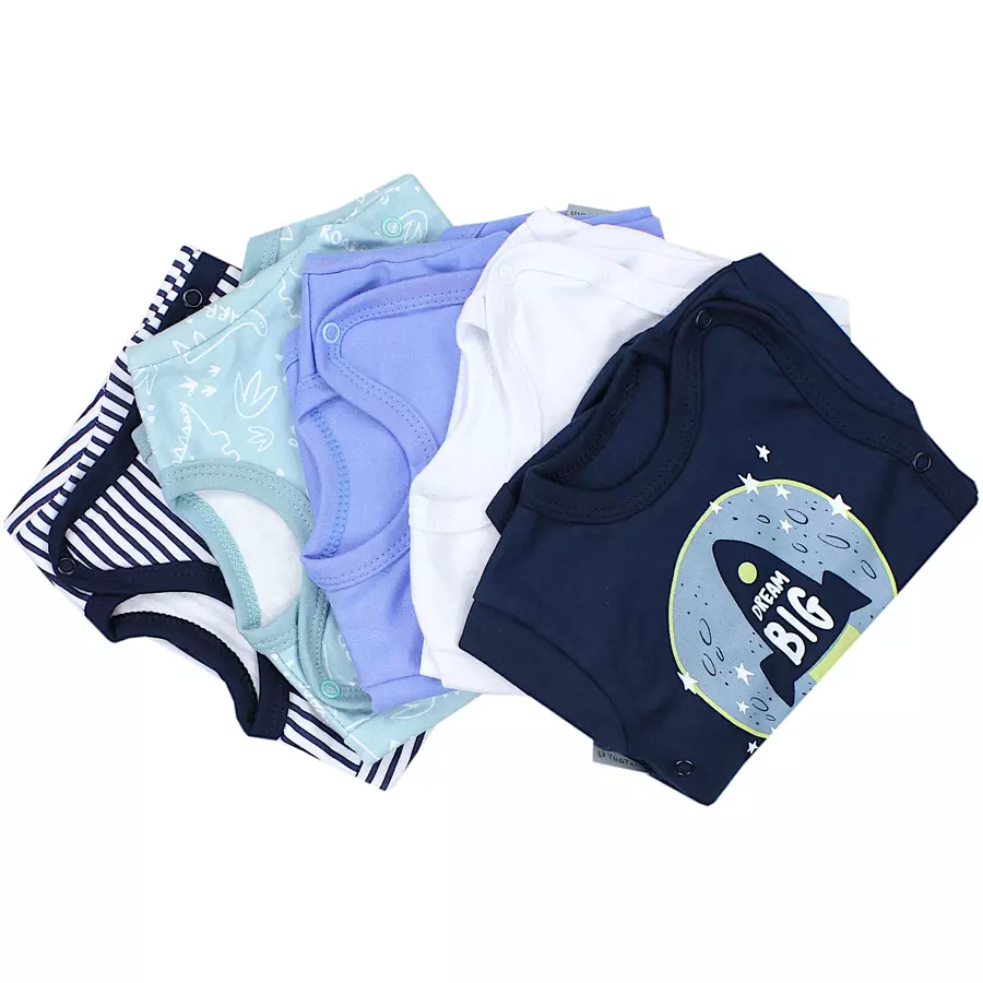 TupTam Baby Jungen Kurzarm Wickelbody 5er Set dunkelblau