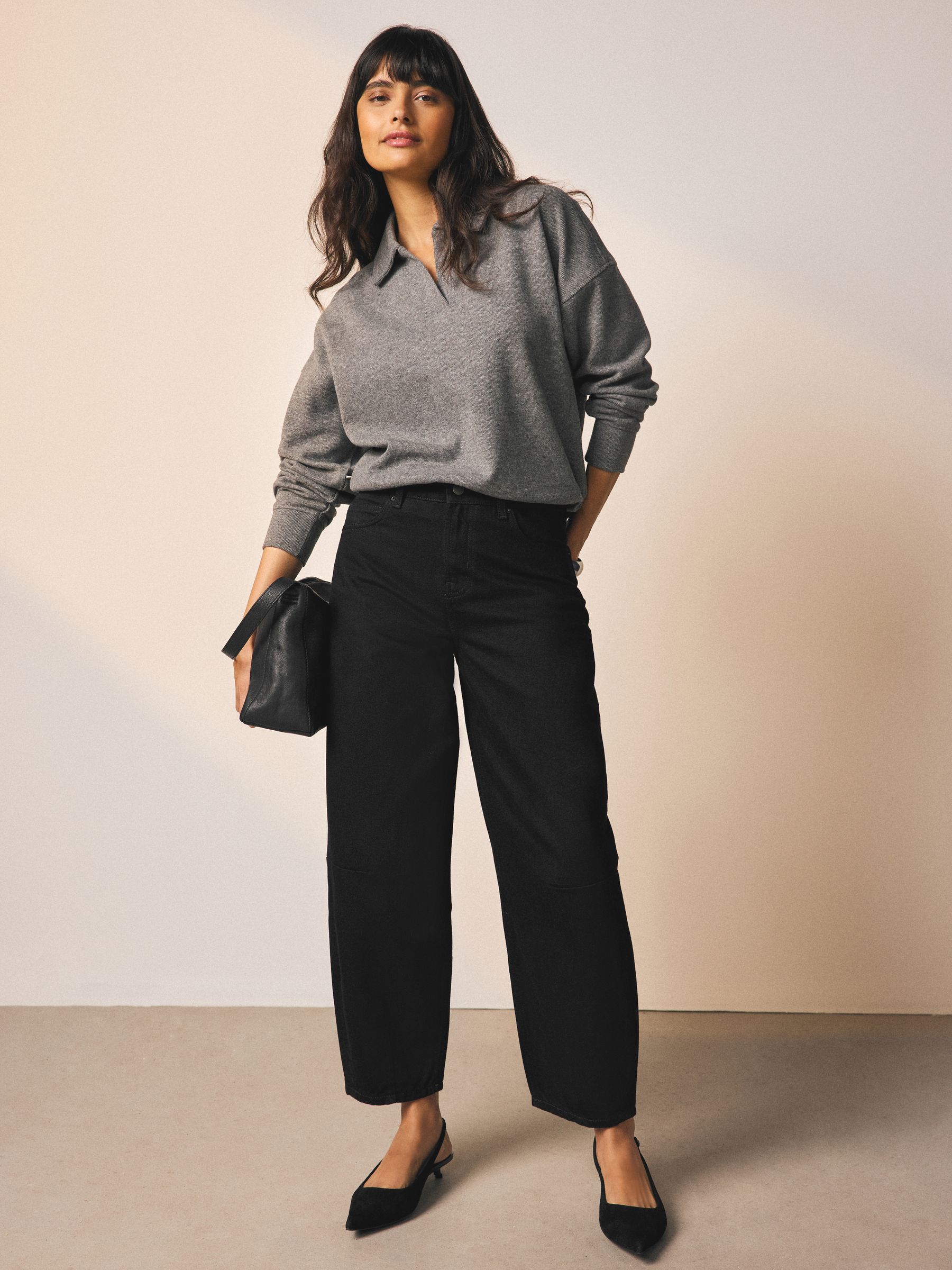 Zwart - Barrel jeans met dartdetail