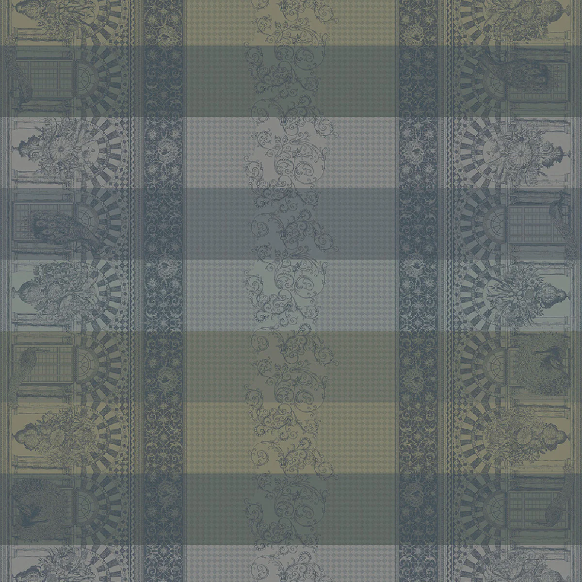 Nappe antitache déperlant pur coton vert 174x174 Garnier Thiebaut