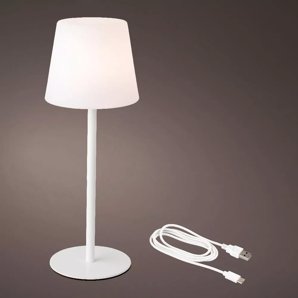 Lampe de table sans fil rechargeable USB LED (H40 cm) Manhattan Blanc