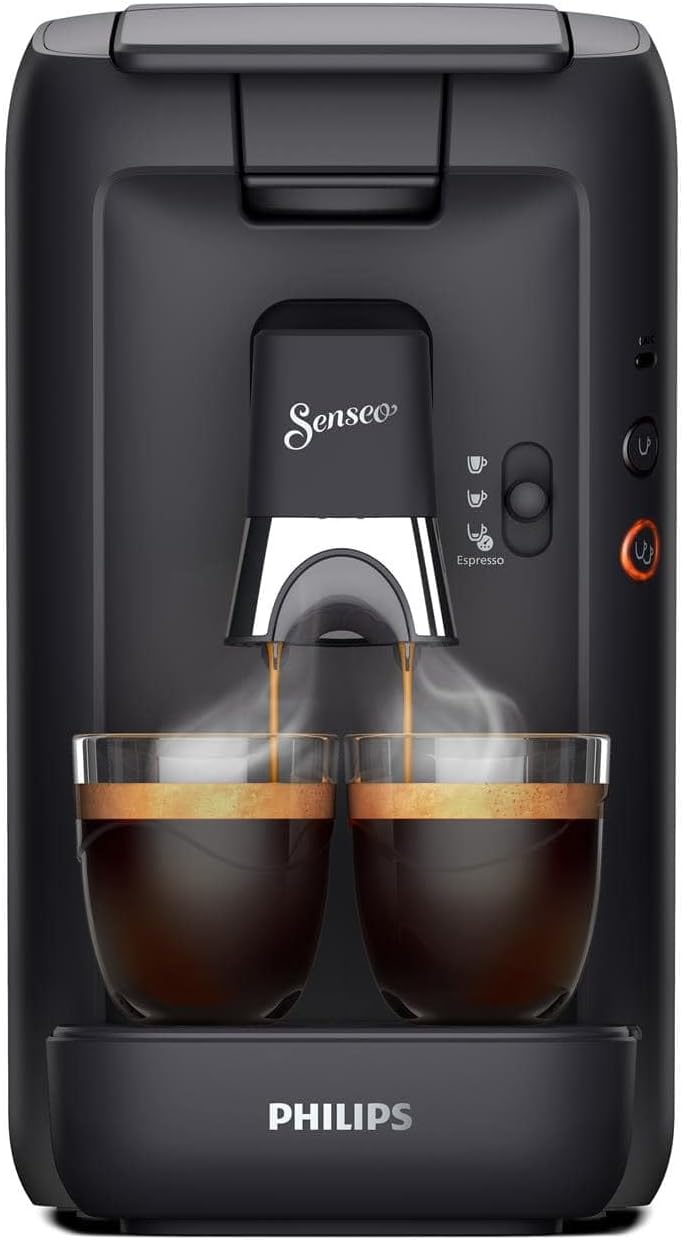 Philips Senseo Maestro Kaffeepadmaschine mit Kaffeestärkewahl und Memo-Funktion, 1,2 Liter Wasserbehälter, Grünes Produkt, Farbe: Schwarz (CSA260/60)
